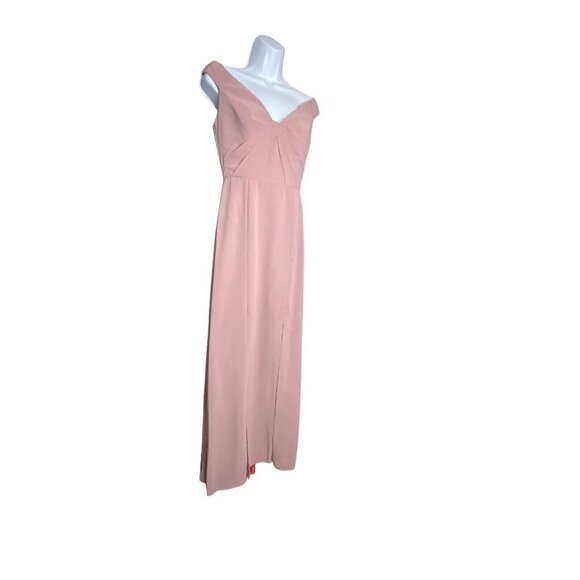 Social Bridesmaids‎ Womens Off-the-shoulder Pleated Bodice Dress Dusty Rose 2 - Picture 4 of 10